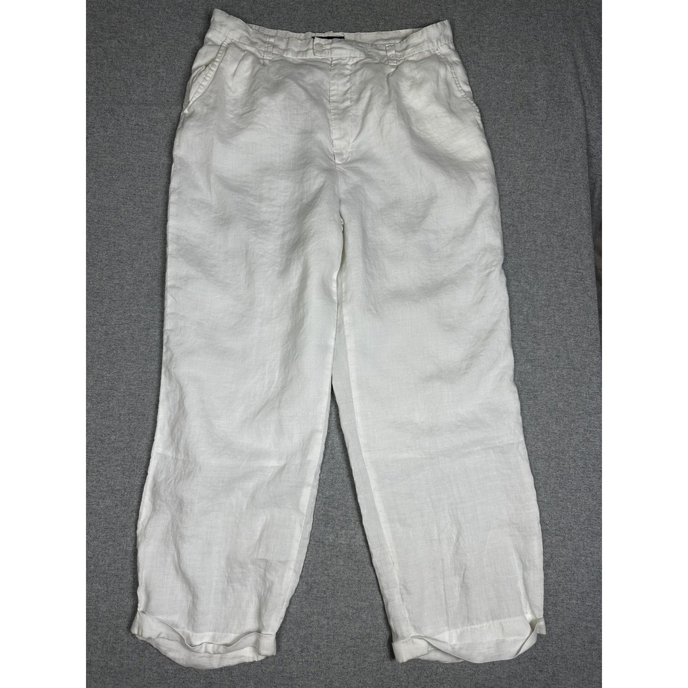 Stacy Adams Pants Mens Medium White Linen Relaxed Fit Summer Lightweight Casual